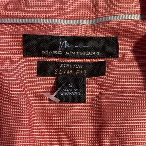 Marc Anthony Stretch Slim Fit Button-Up Collared Shirt Red White Men's Small S - Picture 4 of 6